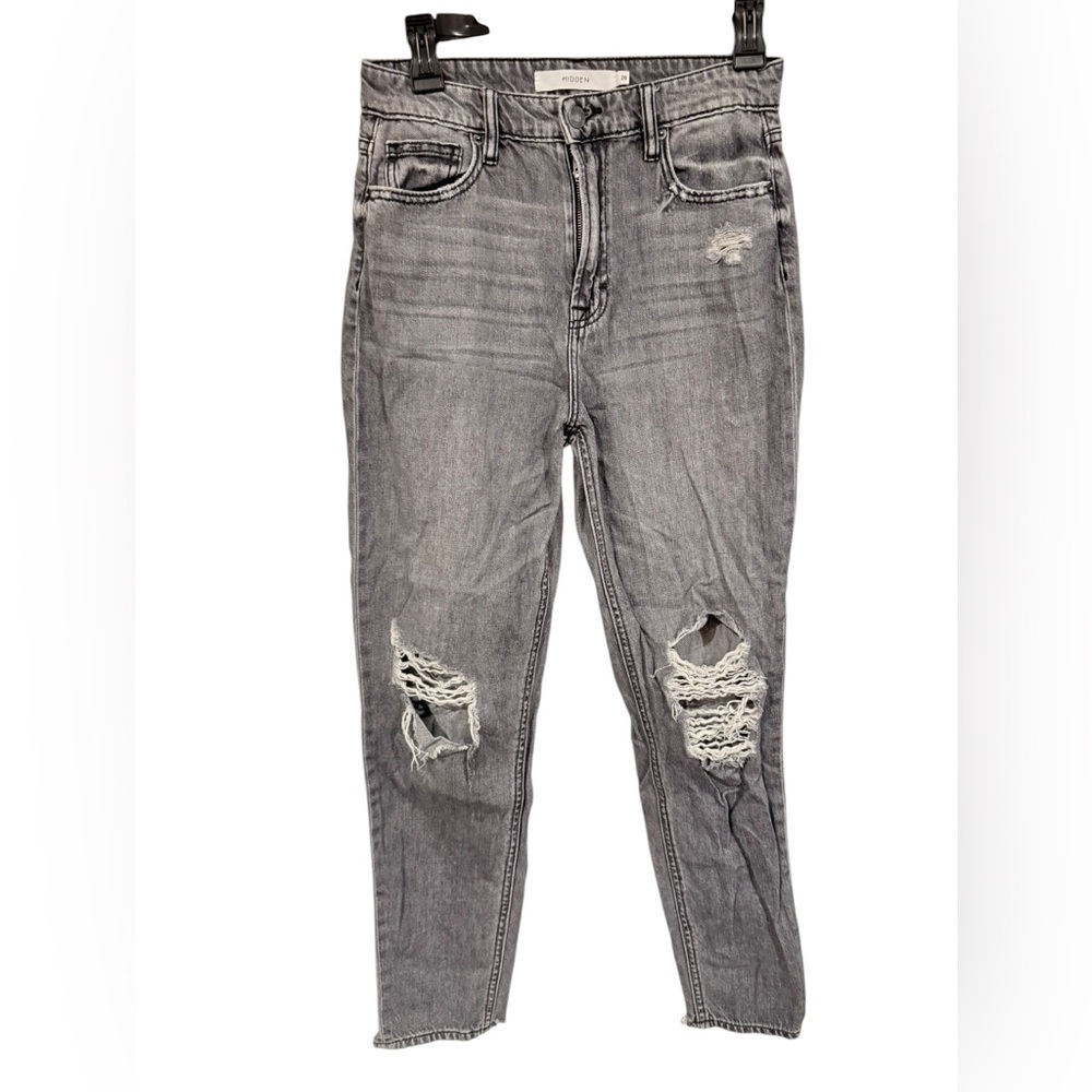 Hidden Distressed Skinny Jeans in Gray